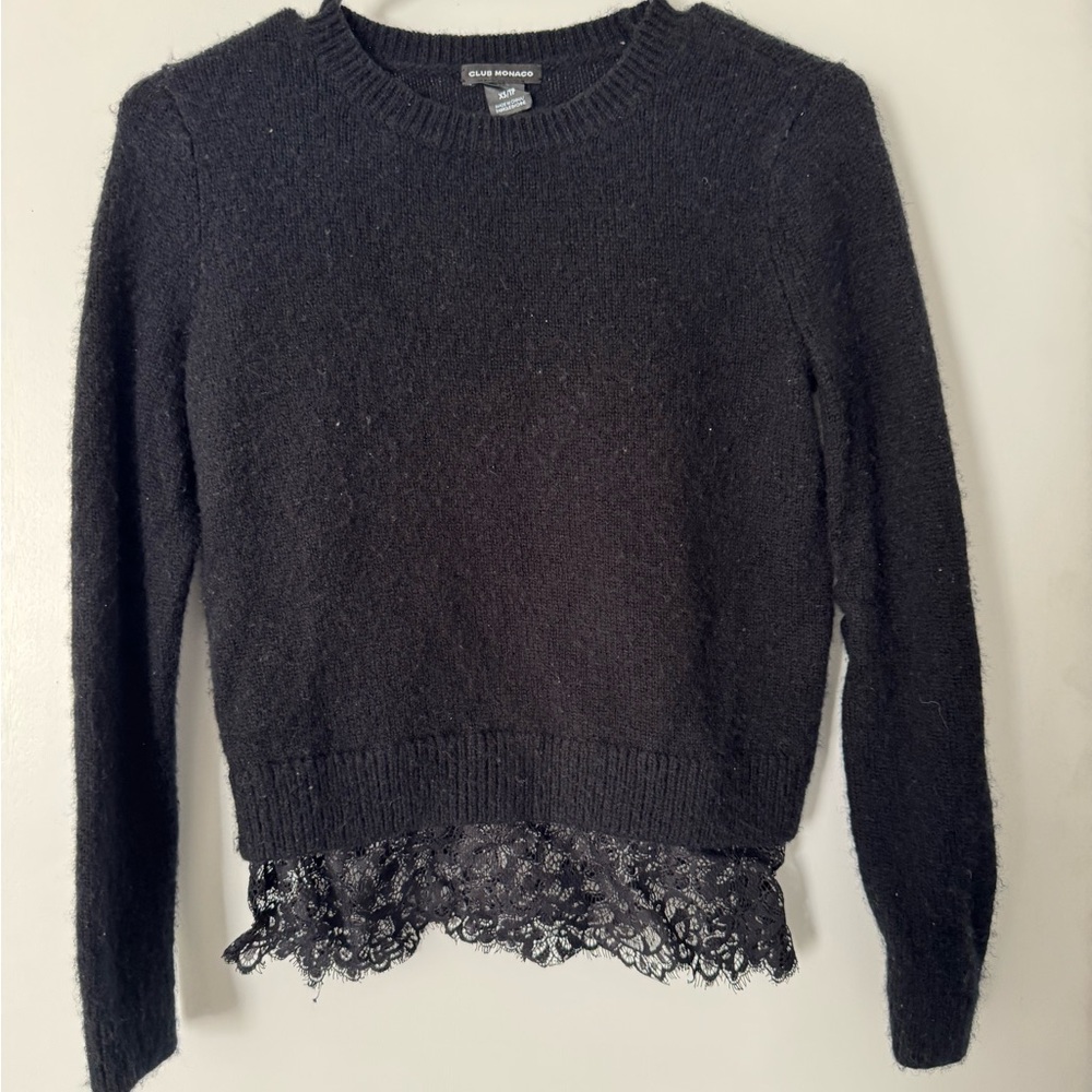 Club Monaco Black Sweater with Lace Detail 4 for $20